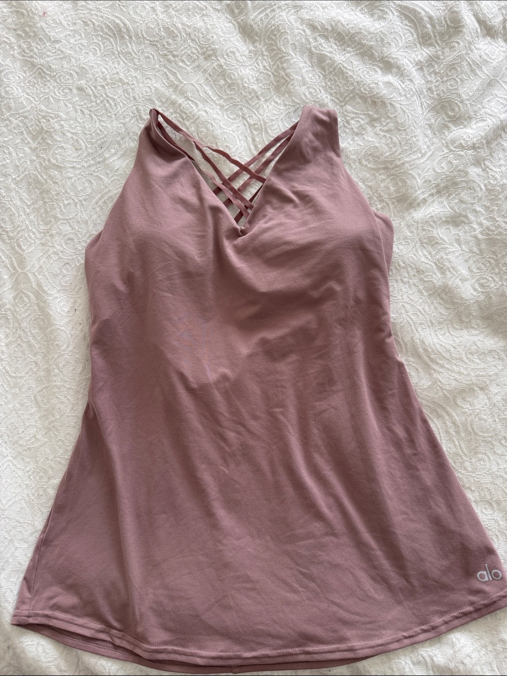 ALO Yoga Mauve Strappy-Back Bandeau Tank